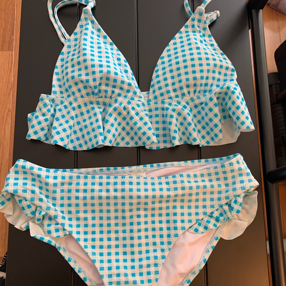 CUPSHE blue and white gingham bikini